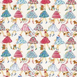 Tissu Kokka – Motif Jupes Vintage & Animaux | Coton Japonais Premium
