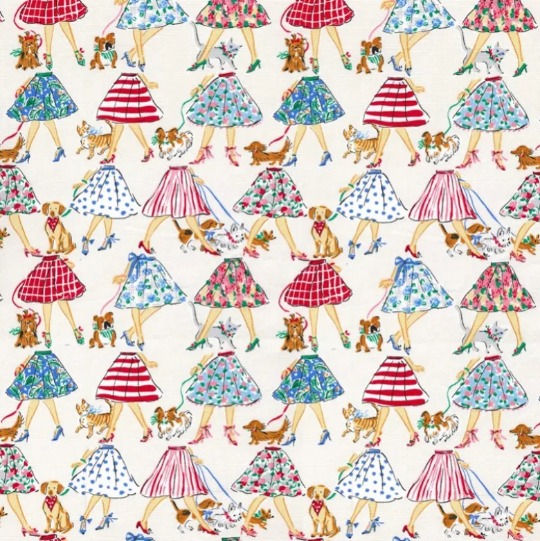 Tissu Kokka – Motif Jupes Vintage & Animaux | Coton Japonais Premium