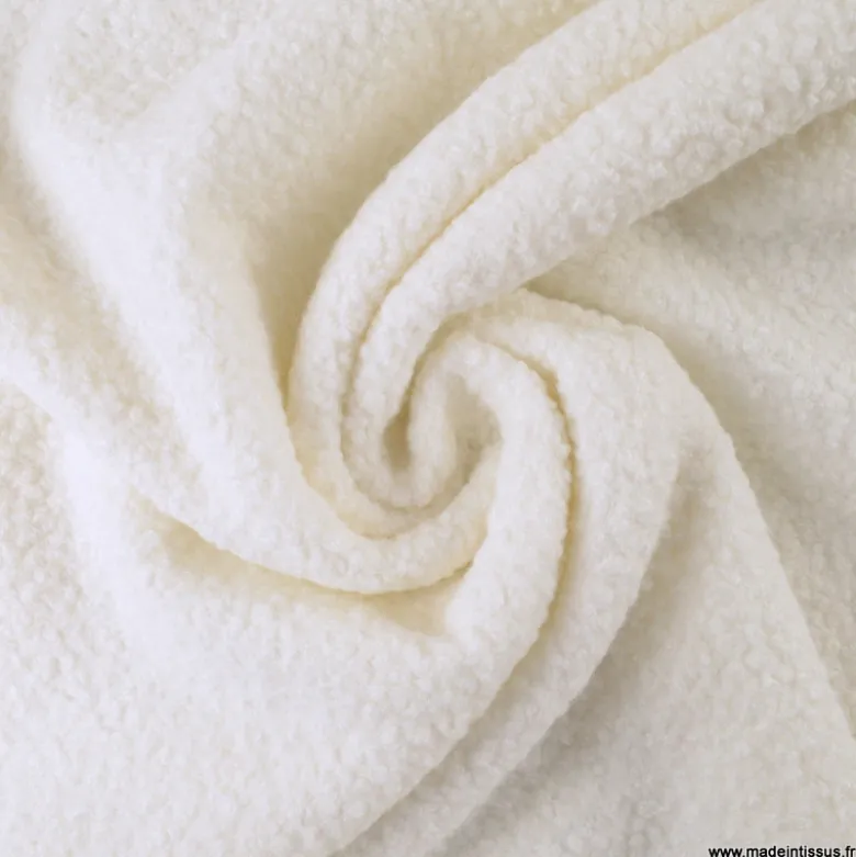 Tissu Lainage Bouclette blanc cassé