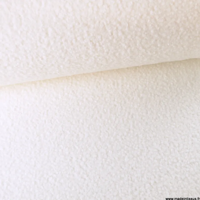 Tissu Lainage Bouclette blanc cassé