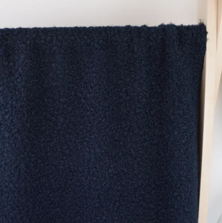 Tissu Lainage Bouclette - Bleu marine