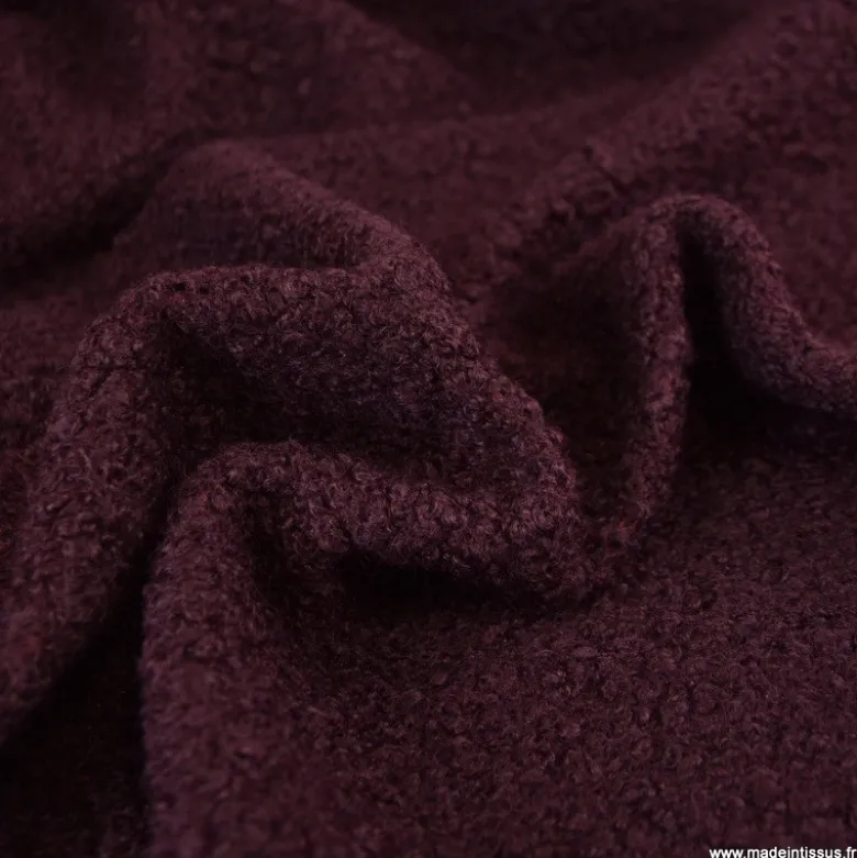 Tissu Lainage Bouclette - Lie de Vin