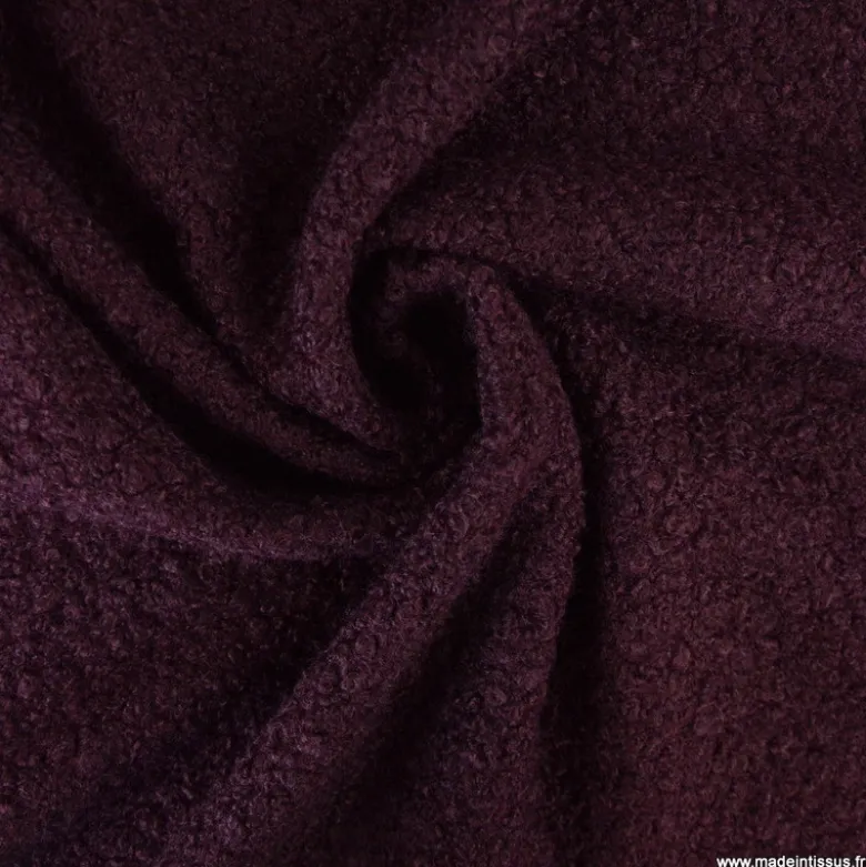 Tissu Lainage Bouclette - Lie de Vin