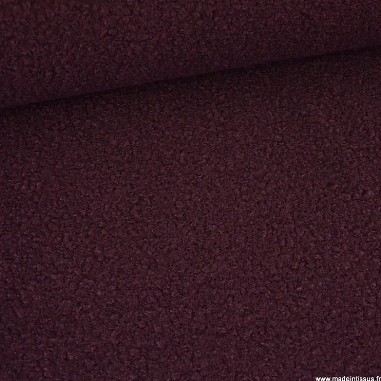 Tissu Lainage Bouclette - Lie de Vin