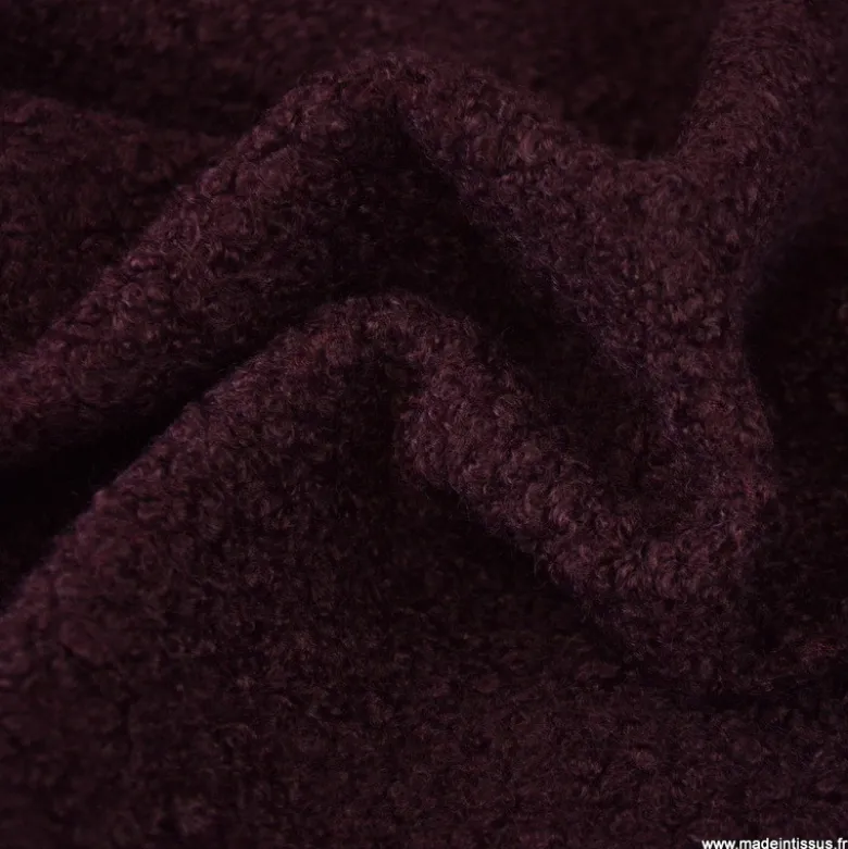 Tissu Lainage Bouclette - Lie de Vin
