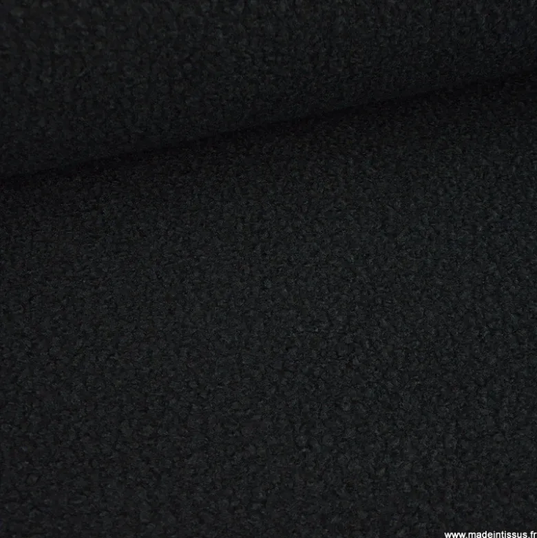Tissu Lainage Bouclette - Noir