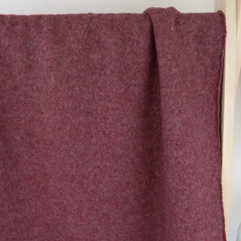 Tissu Laine bouillie coloris prune, burgundy 100% laine - oeko-tex