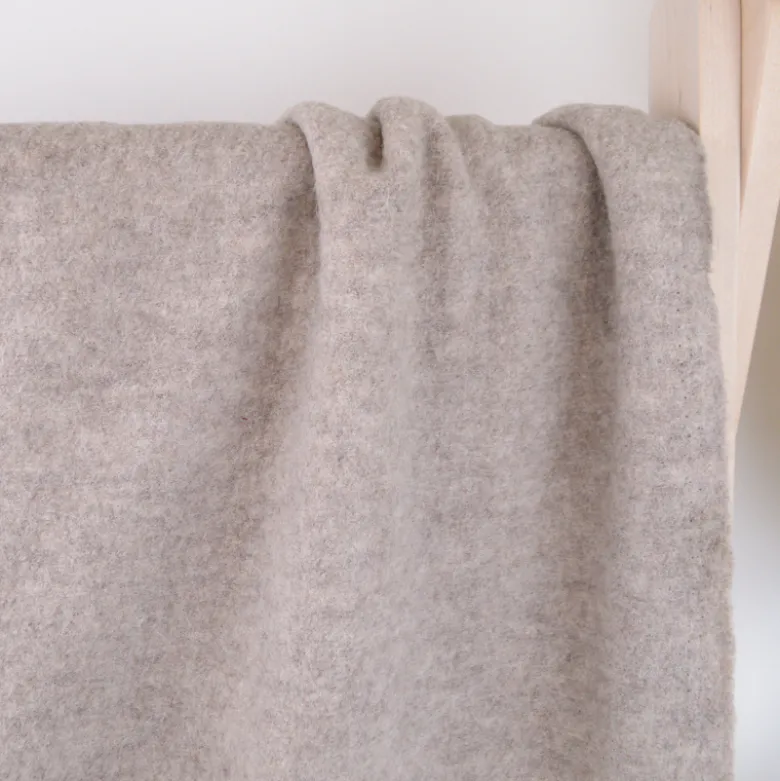 Tissu Laine bouillie coloris crème 100% laine - oeko-tex