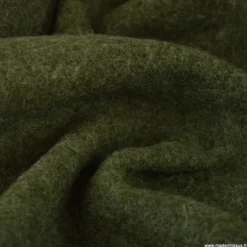 Tissu Laine bouillie 100% laine - coloris Vert kaki
