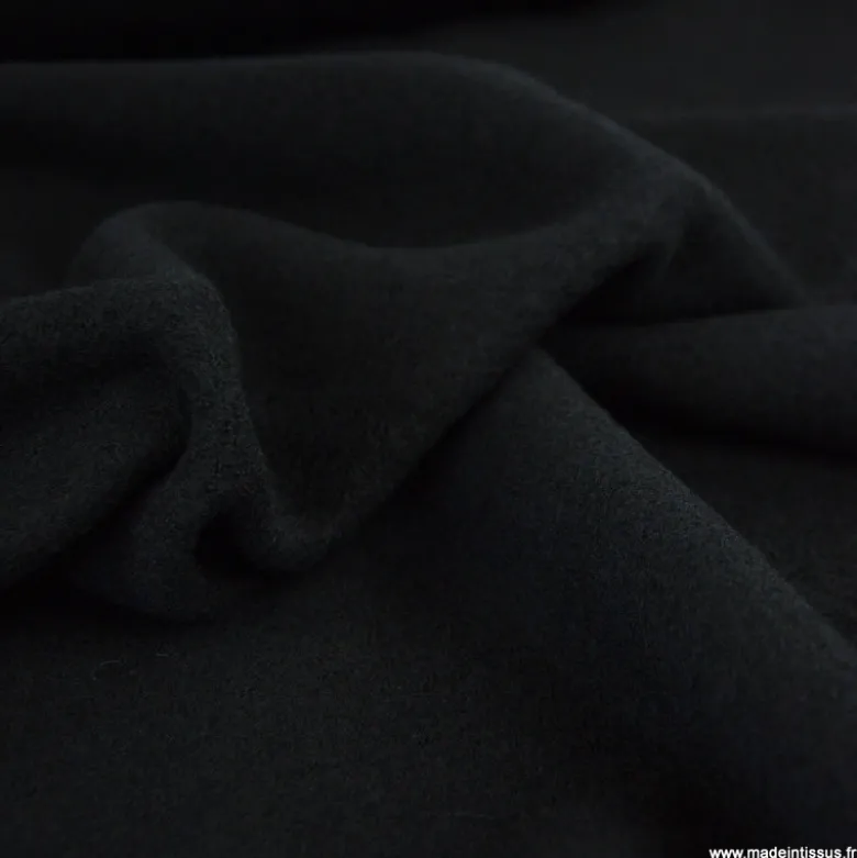 Tissu Laine bouillie 100% laine - coloris Noir