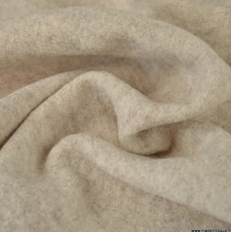 Tissu Laine bouillie 100% laine - coloris Sable clair mélangé