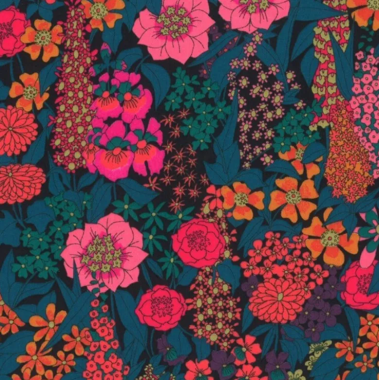 Tissu Liberty Ciara bleu et Rose - OEKO TEX