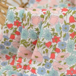 Tissu Liberty Poppy and Daisy Bleu, vert et rose - OEKO TEX