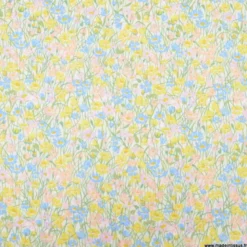 Tissu Liberty Tana Lawn - Meadowland jaune et rose - OEKO TEX