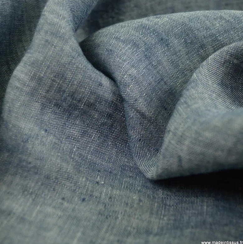 Tissu Lin chambray Georgio Marine