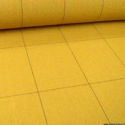Tissu Lin d'ameublement Juliette Lin à carreaux fond Ocre