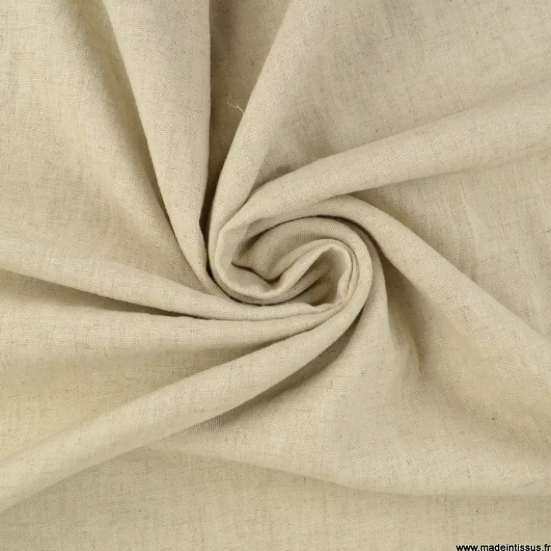 Tissu lin lavé Made in france en grande largeur coloris écru chiné.
