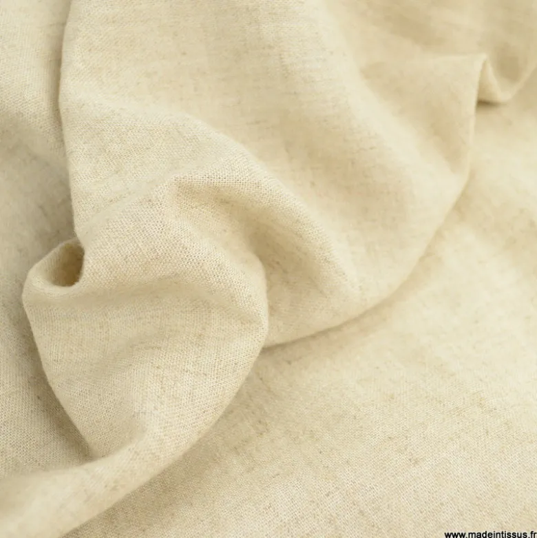 Tissu lin lavé Made in france en grande largeur coloris écru chiné.