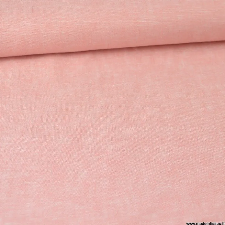 Tissu Lin Lavé Rose