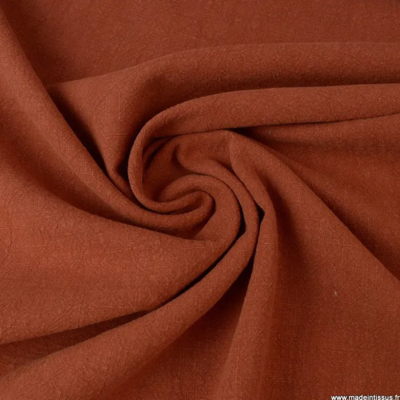 Tissu Lin Lavé Terracotta