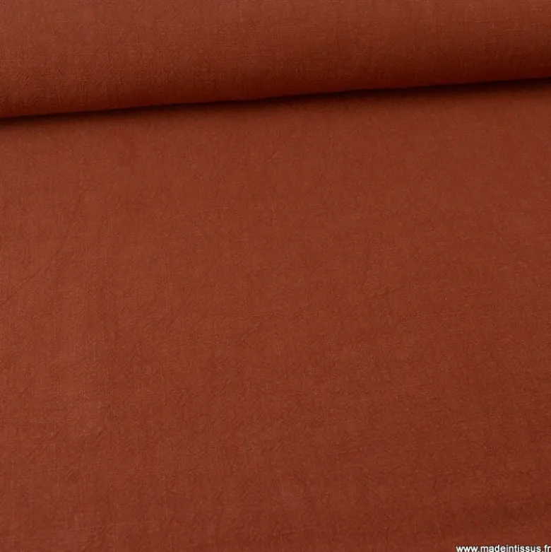 Tissu Lin Lavé Terracotta