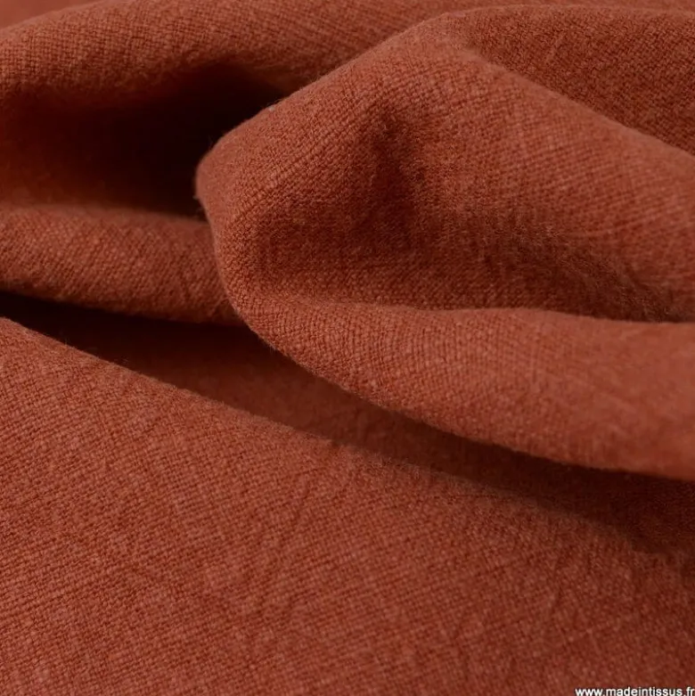 Tissu Lin Lavé Terracotta