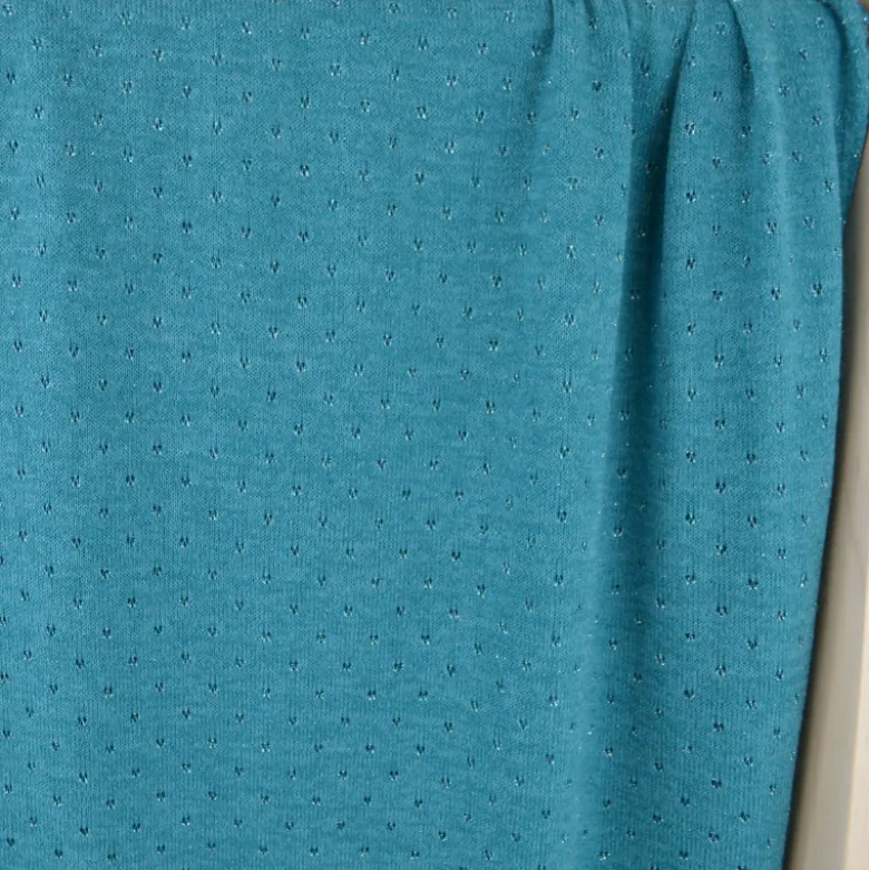 Tissu maille ajouré Lurex coloris Turquoise
