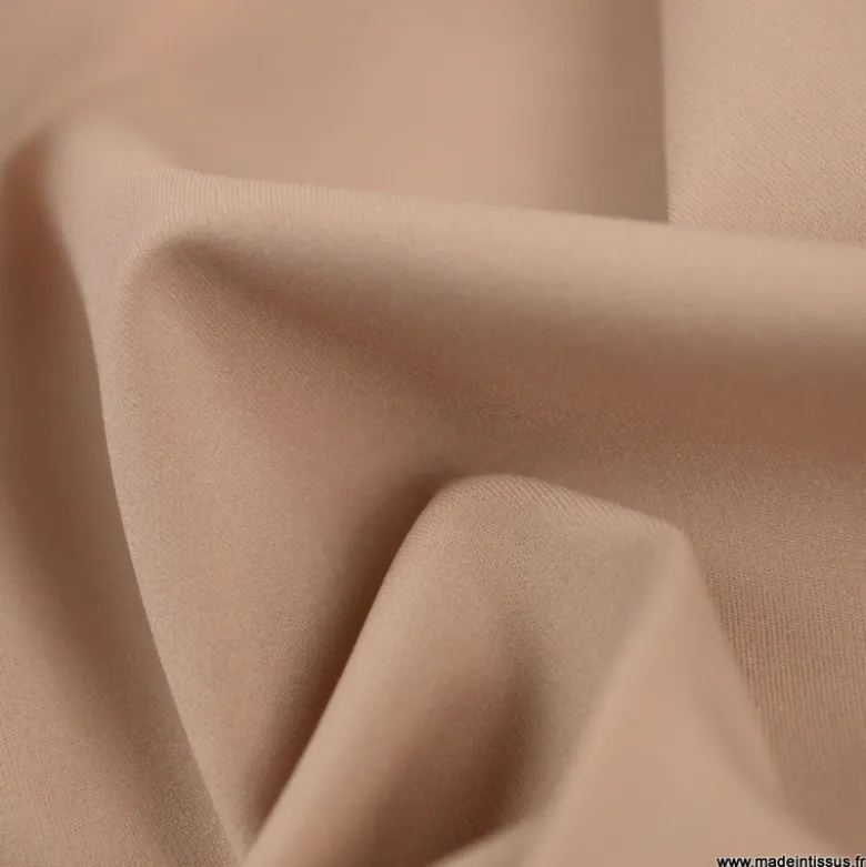 Tissu maille double stretch haut de gamme beige sarrasin