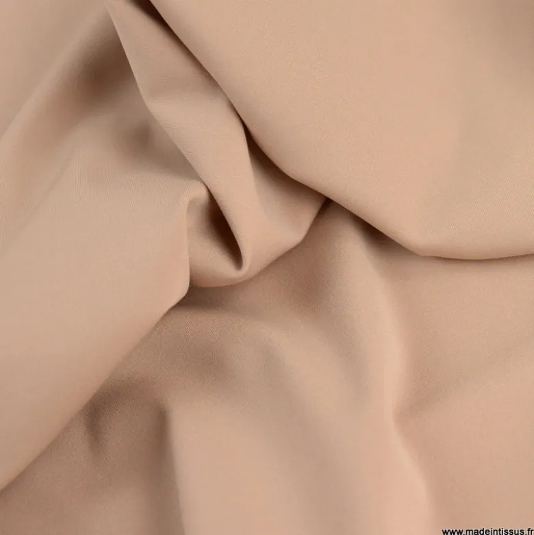 Tissu maille double stretch haut de gamme beige sarrasin
