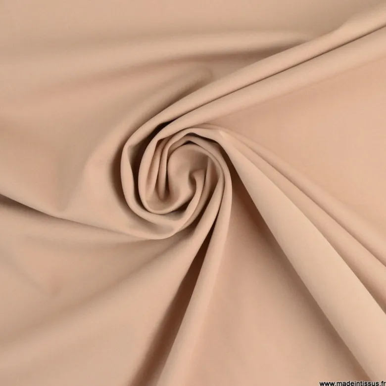 Tissu maille double stretch haut de gamme beige sarrasin