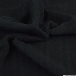 Tissu maille fine en viscose à motif chevrons - Noir