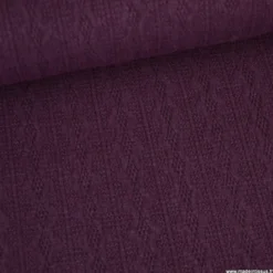 Tissu maille fine en viscose à motif chevrons - Prune