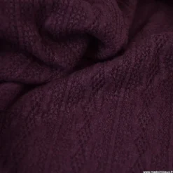 Tissu maille fine en viscose à motif chevrons - Prune