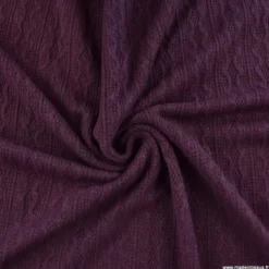 Tissu maille fine en viscose à motif chevrons - Prune