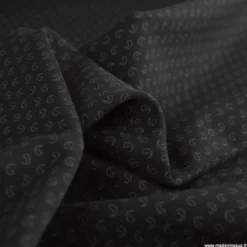 Tissu maille milano motif paisley noir