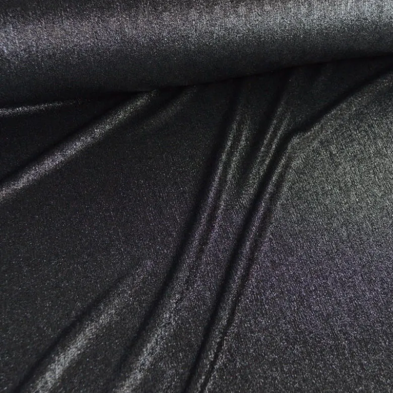 Tissu maille pailleté Shiny Noir argenté