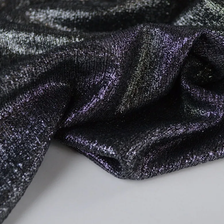 Tissu maille pailleté Shiny Noir argenté