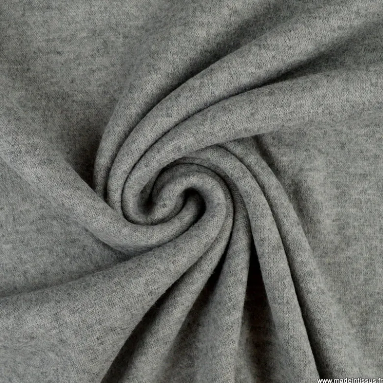Tissu maille tricot coloris gris chiné