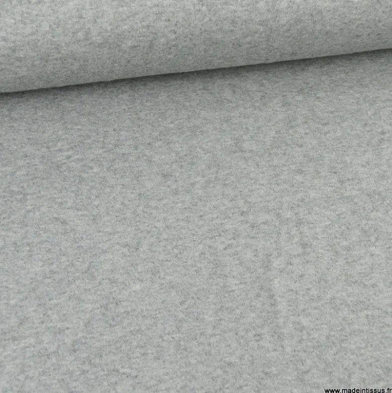Tissu maille tricot coloris gris clair chiné