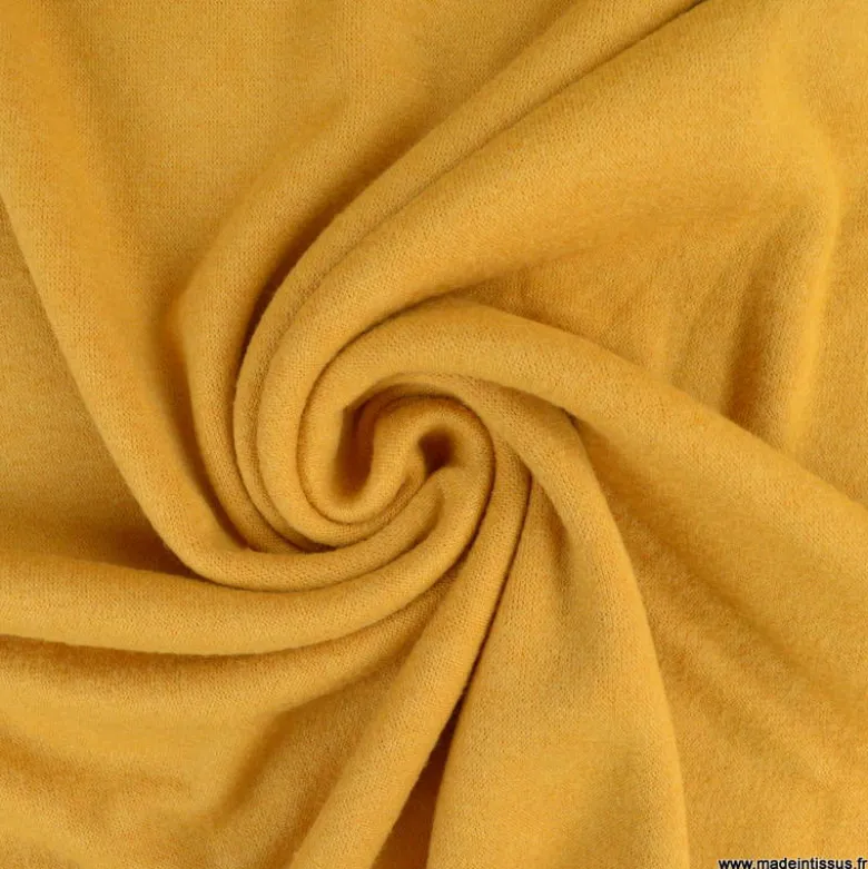 Tissu maille tricot coloris Moutarde
