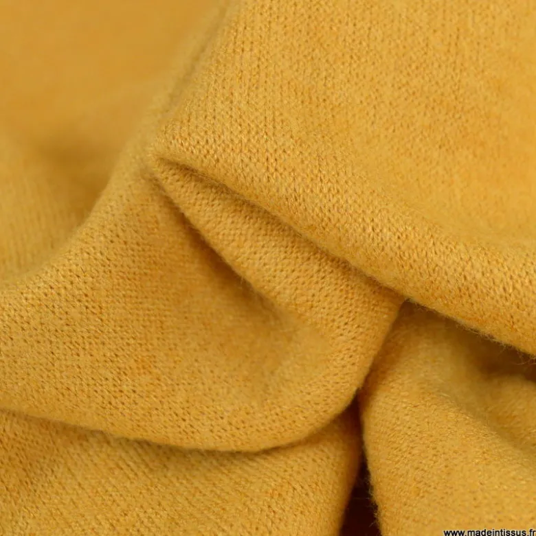 Tissu maille tricot coloris Moutarde