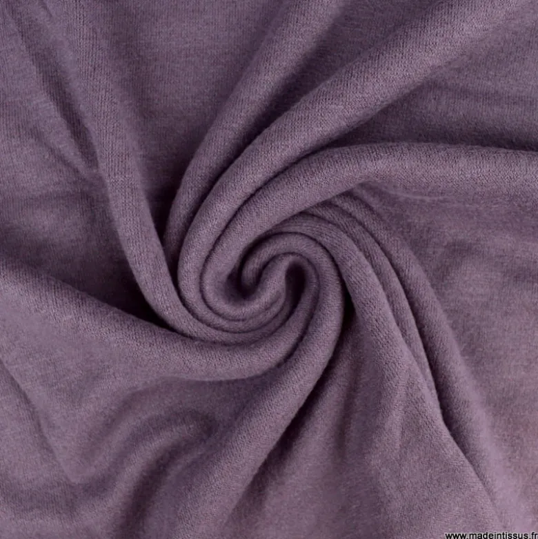 Tissu maille tricot coloris Prune