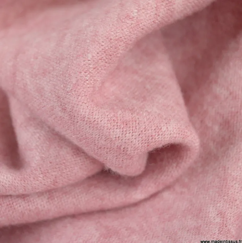Tissu maille tricot coloris rose chiné