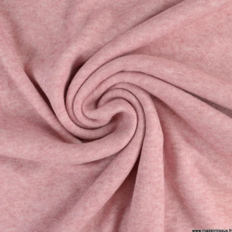 Tissu maille tricot coloris rose chiné