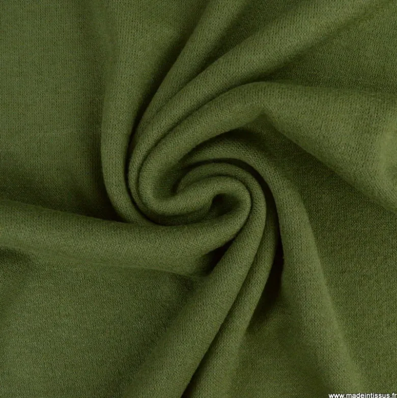 Tissu maille tricot coloris vert kaki