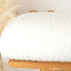 Tissu maille tricot côtelé - Blanc cassé