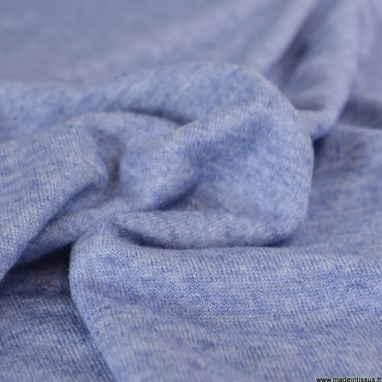 Tissu maille viscose fine - Bleu denim