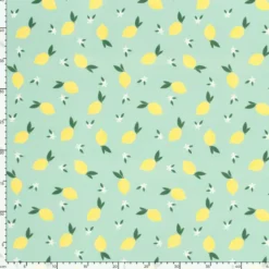 Tissu maillot de bain motif citrons fond vert - OEKO TEX