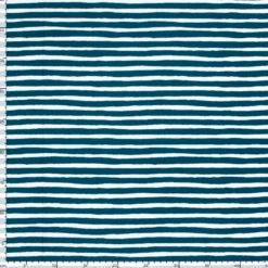 Tissu maillot de bain à rayures pétrole et blanc - OEKO TEX