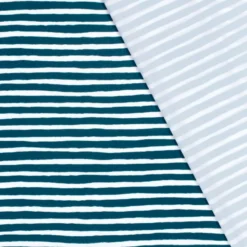 Tissu maillot de bain à rayures pétrole et blanc - OEKO TEX